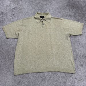 Ponte Vecchio Italy Knitted Polo Shirt Mens Large Marled Sage Green Short Sleeve